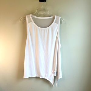 Reebok Size Large White Partial Mesh Tennis Yoga Workout Top
